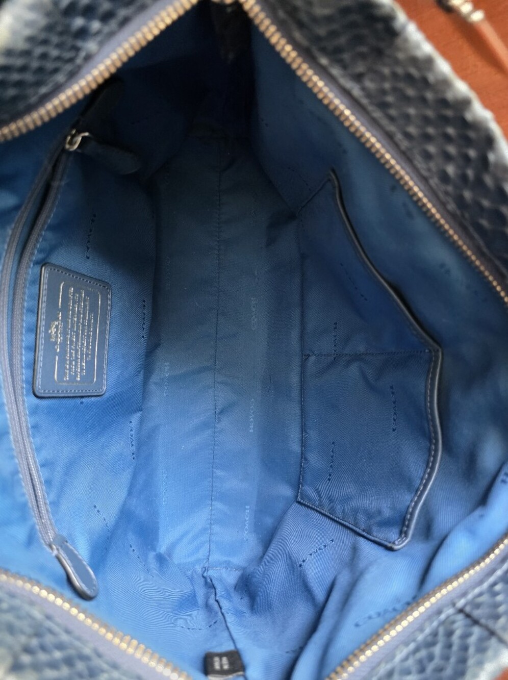 Coach 35326 Scout Hobo Python Embossed Denim Blue Leather Crossbody Bag - Picture 13 of 16